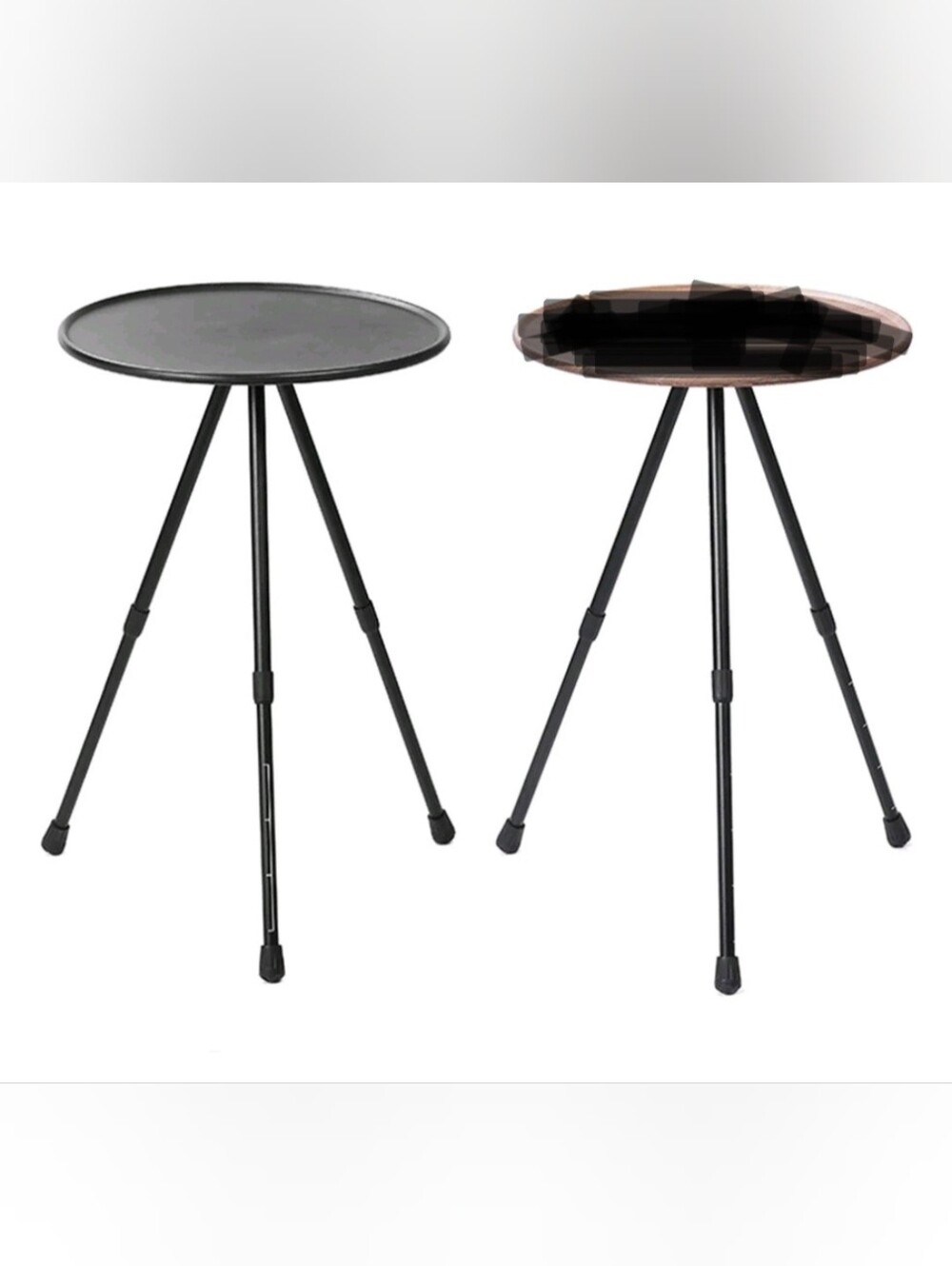 Black Tripod Side Table - Adjustable Height Set Of 2